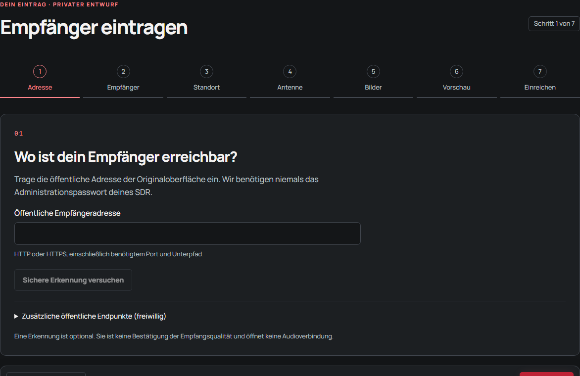 Einen Empfänger eintragen