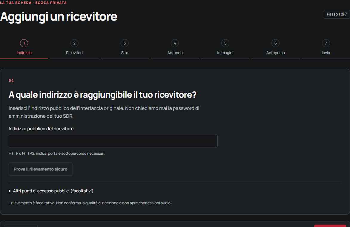 Registrare un ricevitore